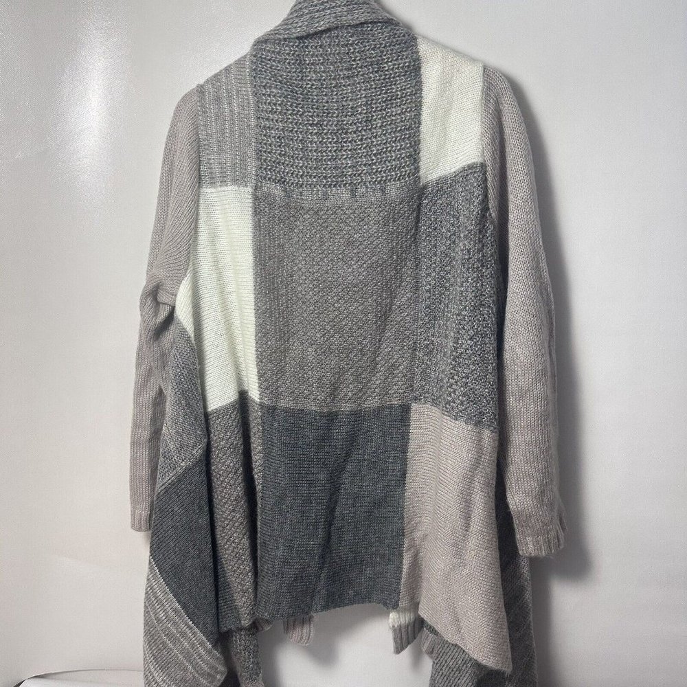 Chico's Sweater Womens Large Gray Patchwork Open … - image 2